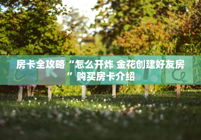 房卡全攻略“怎么开炸 金花创建好友房”购买房卡介绍